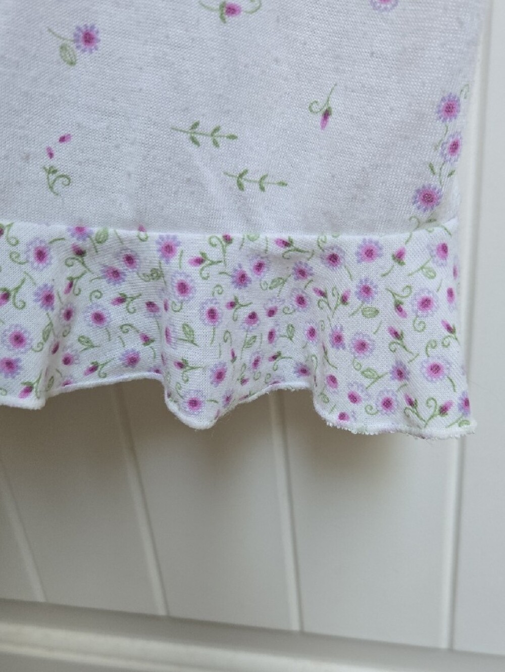 Cherokee White Dress with Purple Floral Print and Ruffle Trim Kids Size 2/3 Year - Picture 2 of 3